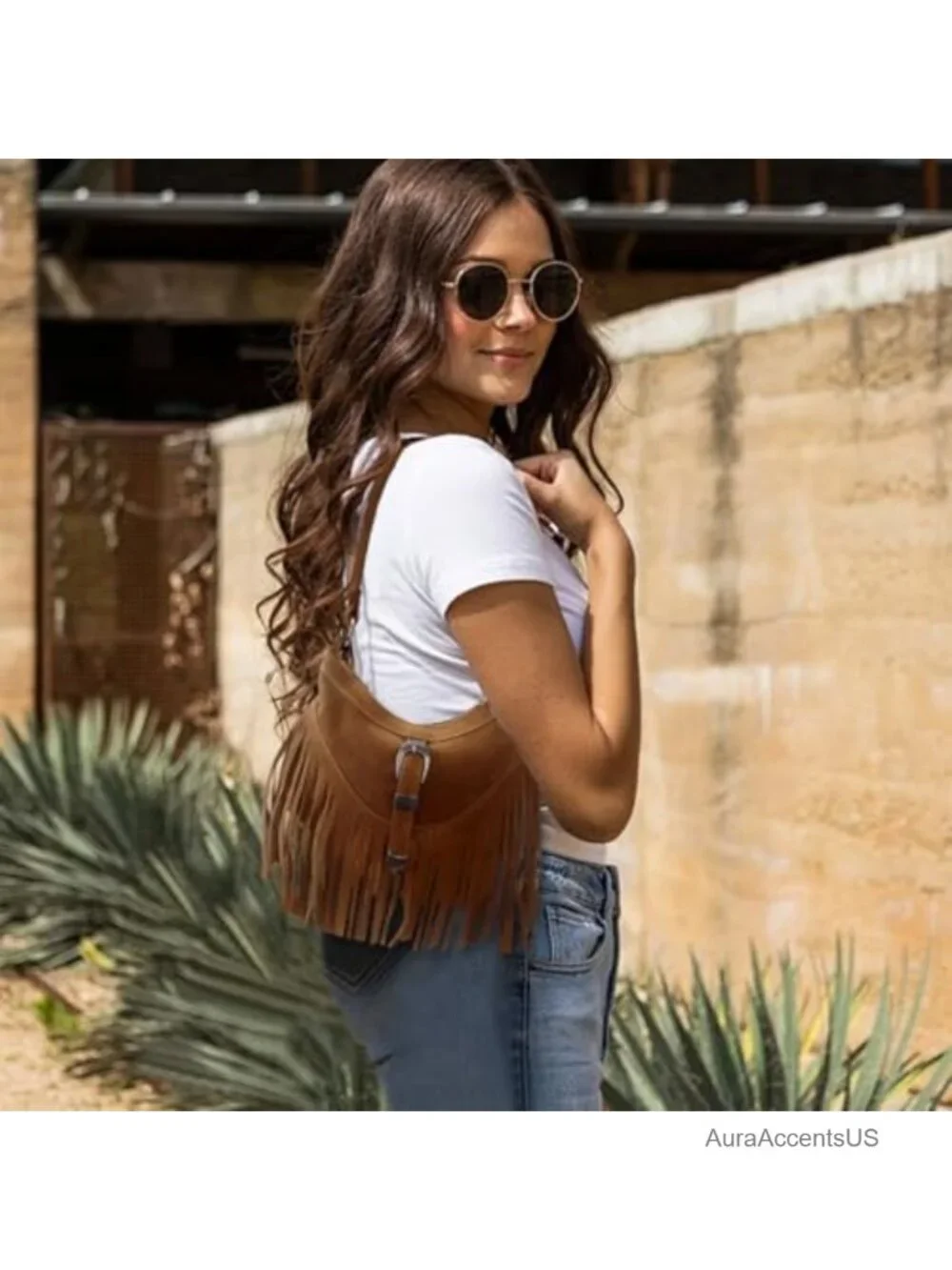 Western Fringe Hobo Crossbody Bag with Tassel Faux Suede Shoulder Purse